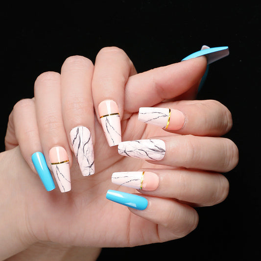 Ballet Coffin-Shaped Fake Nails – Elegant Long Coffin Nails for a Chic, Stylish Look