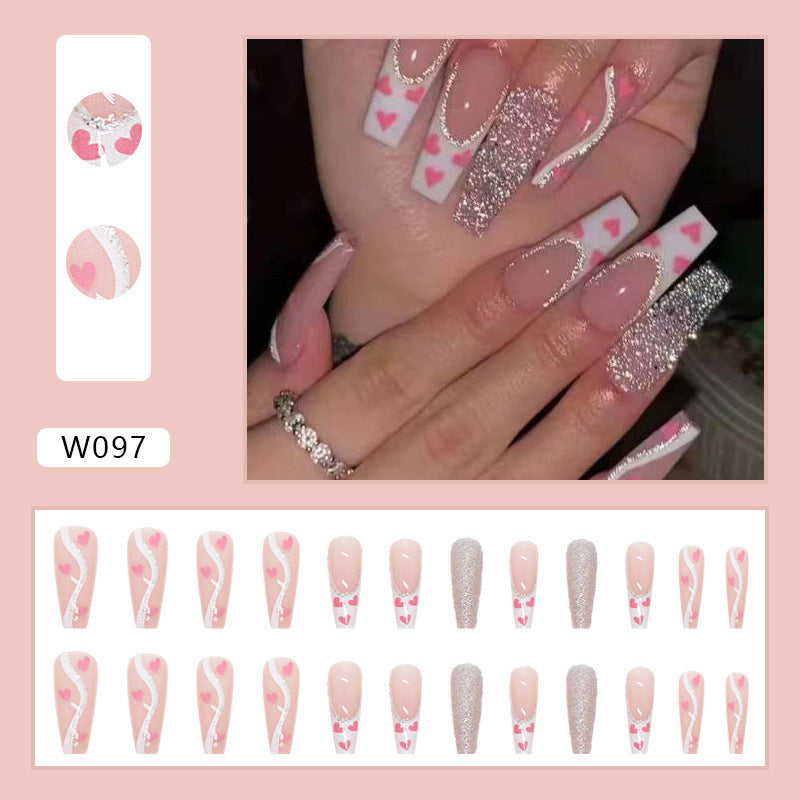 Wearable Finished Love Fake Nails – Beautiful Nail Art for Effortless Style