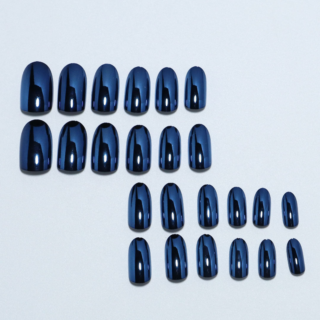 Removable Electroplating Fake Nails – Wearable Blue Design