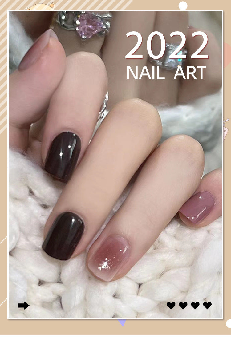 Strong Tea Coffee Nail Patch – White Fake Nails for a Chic Look