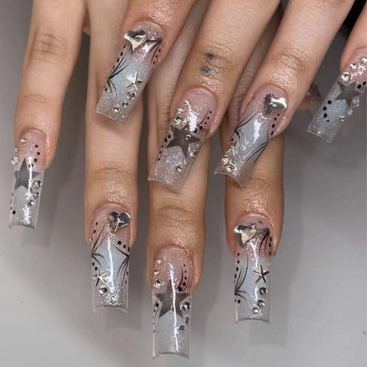 Fashionable Rhinestone Patch Press-On Nails