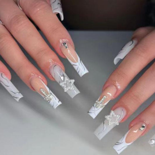 French Cross Fake Nails – Wearable French Manicure Style