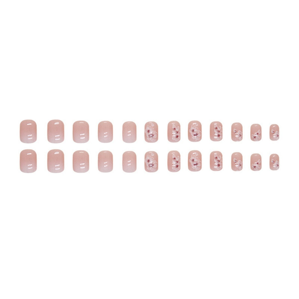 White Flower Gentle Gradient Fairy Fashion Fake Nails – All-Match Wear Armor