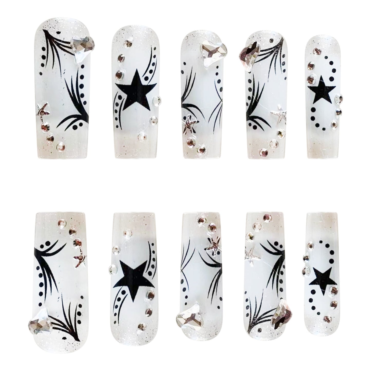 Fashionable Rhinestone Patch Press-On Nails