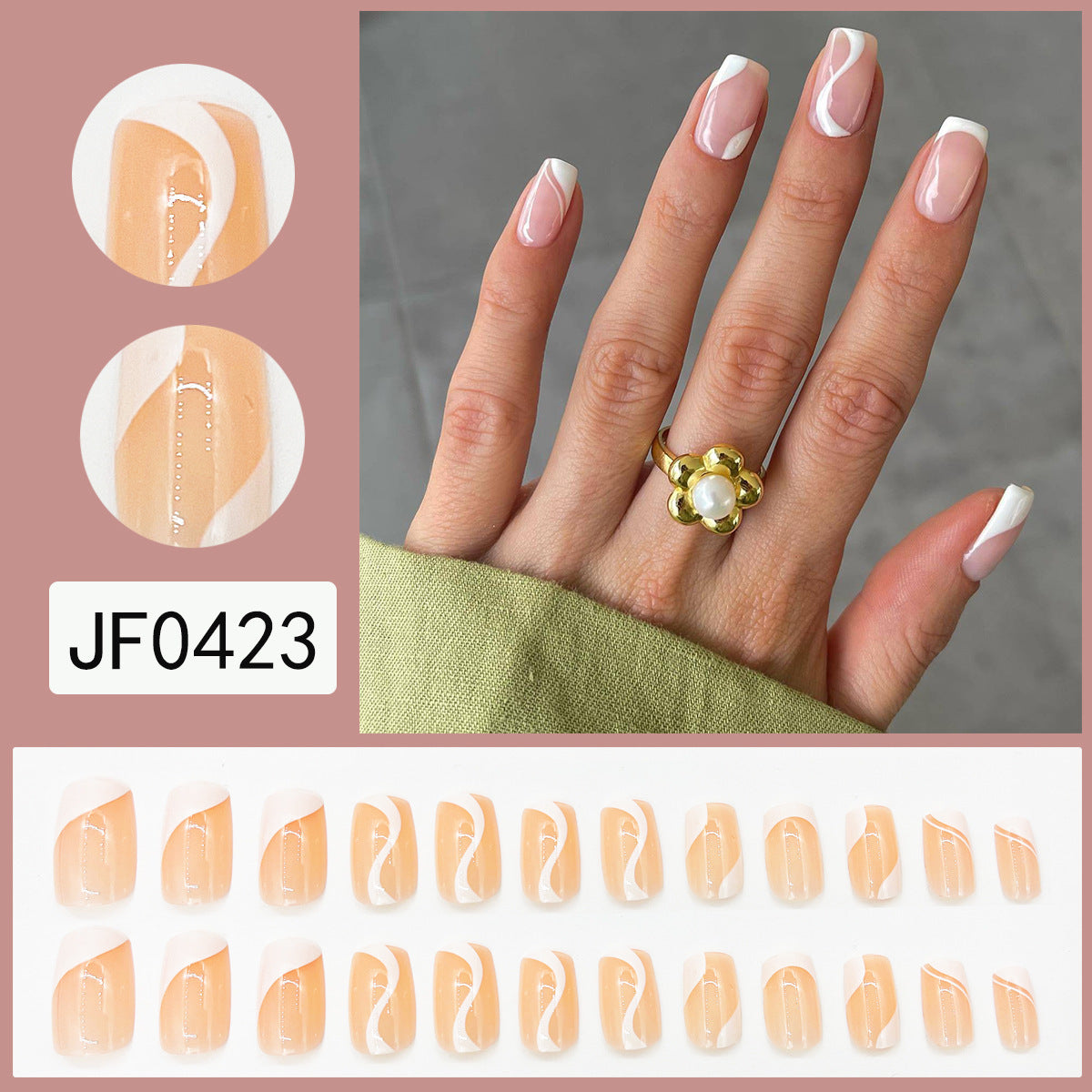 French Simplicity: Short White Ready-to-Wear Fake Nails with Detachable Nail Stickers