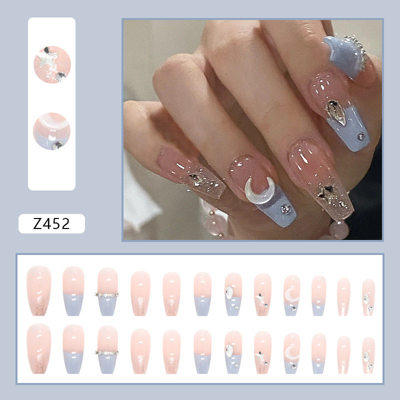 Star and Moon Pattern Fake Nails