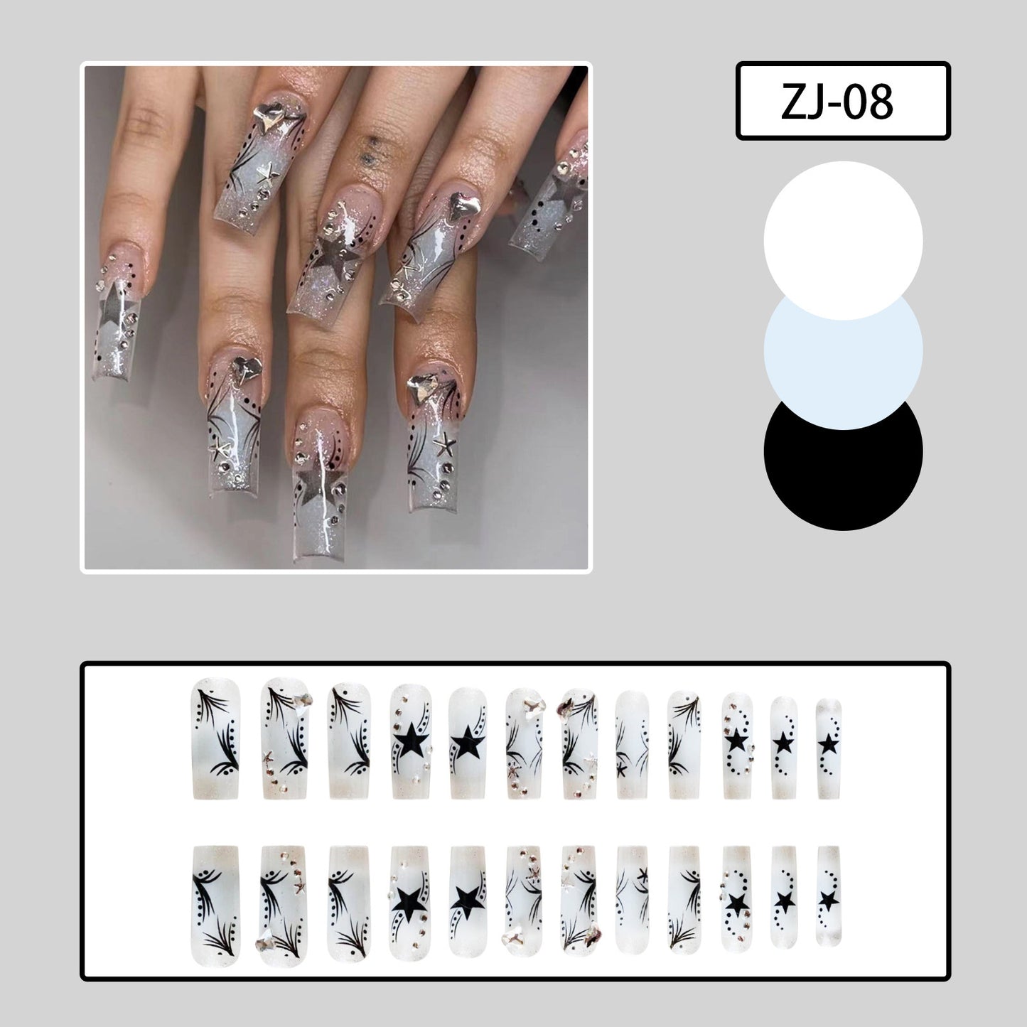 Fashionable Rhinestone Patch Press-On Nails