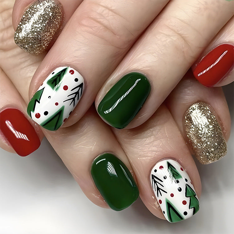 24pcs Holiday Christmas False Nails – Festive Nail Designs for a Seasonal Look