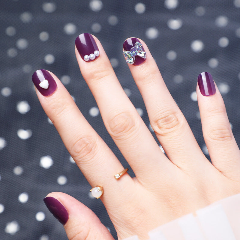 Fake Nails with Diamonds and Purple Design – Stylish Wearable Nail Art for a Glamorous Look