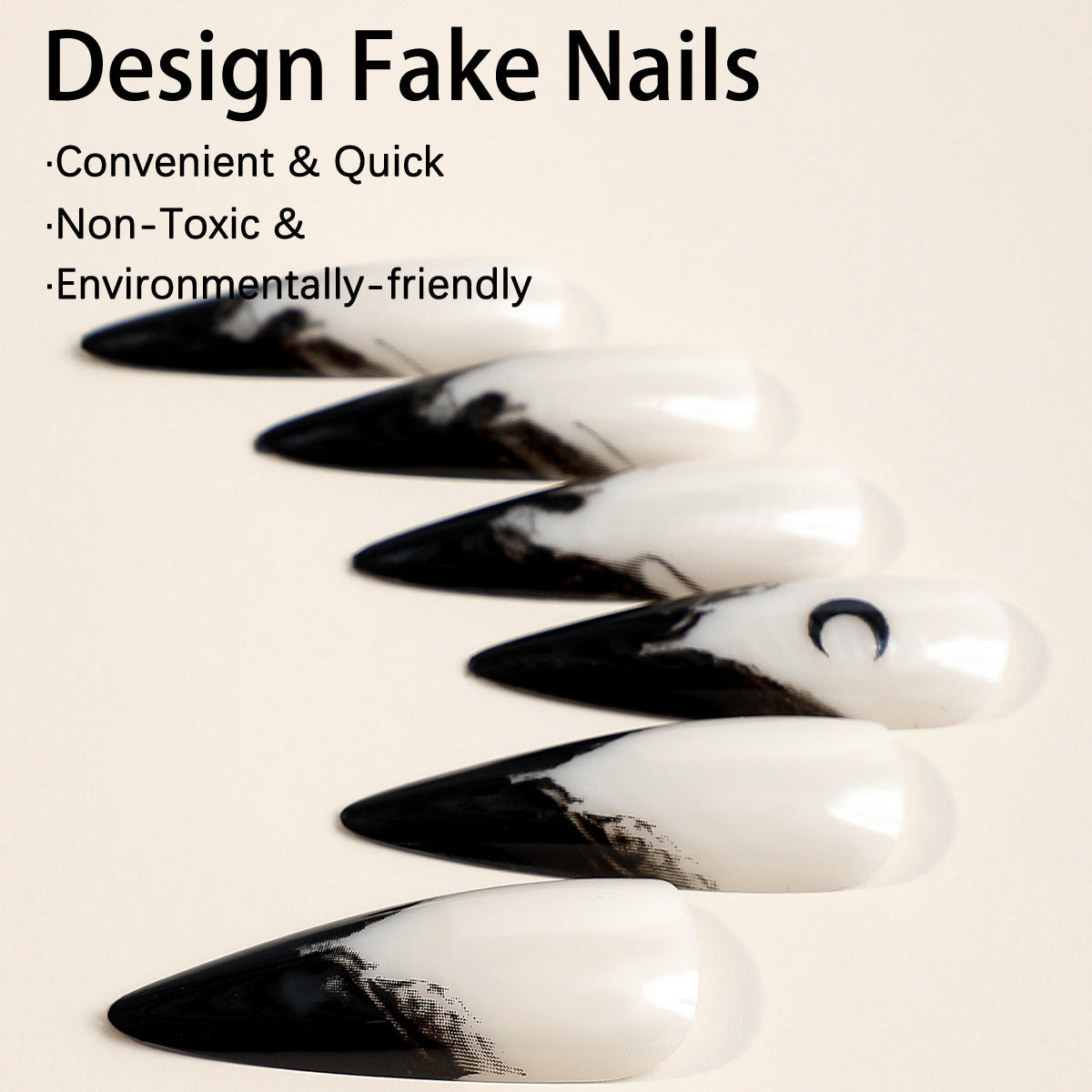 Ghost Wind Fake Nails with Nail Stickers – Unique Nail Art for an Enchanting Look